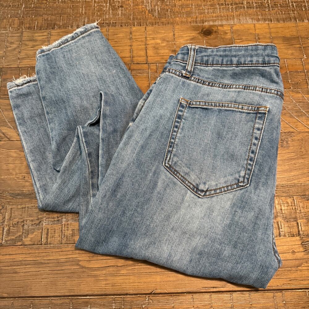 Wild Fable Sz 14 Blue Jeans Distressed High Waist Straight Leg Stained Ripped - Picture 12 of 12